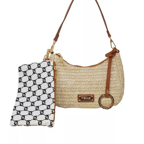 Bebe Eva Straw Small shoulder Bag Set - Picture 1 of 8